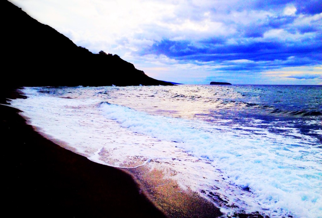 The black sand beach...